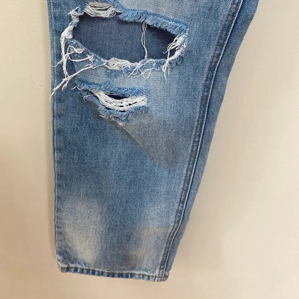 Special A Los Angeles Straight Leg Distressed Busted Knee Crop Leg Jeans Size 11 - Picture 2 of 7